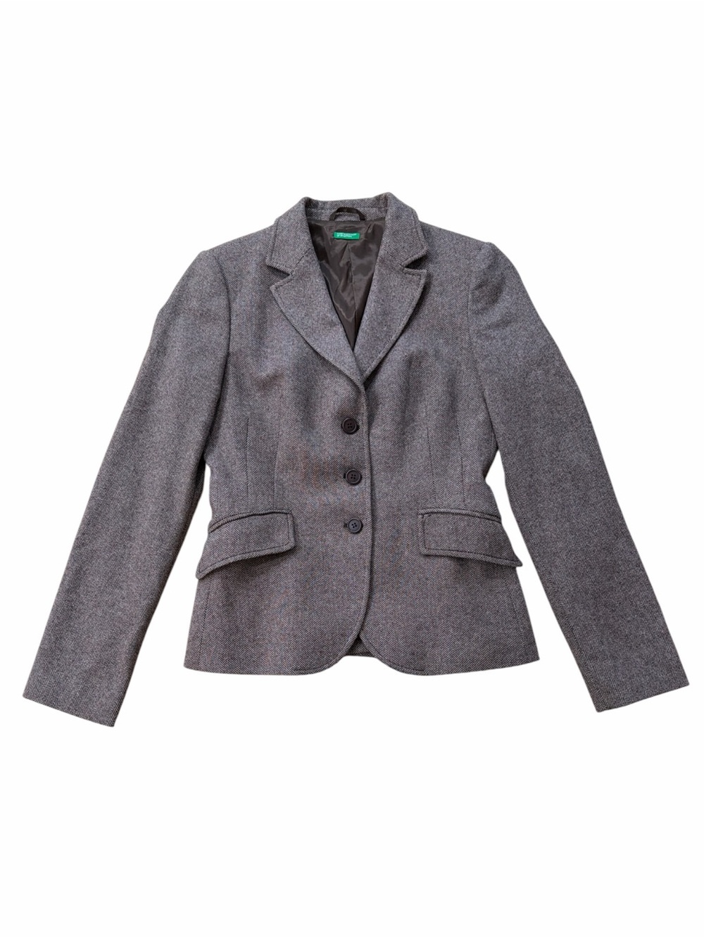 United Colors of Benetton Gray Wool-Blend Tailored Blazer Jacket